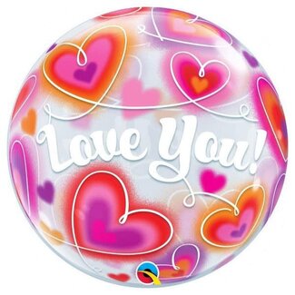 Qualatex Bubble Love You Doodle Hearts - 55cm