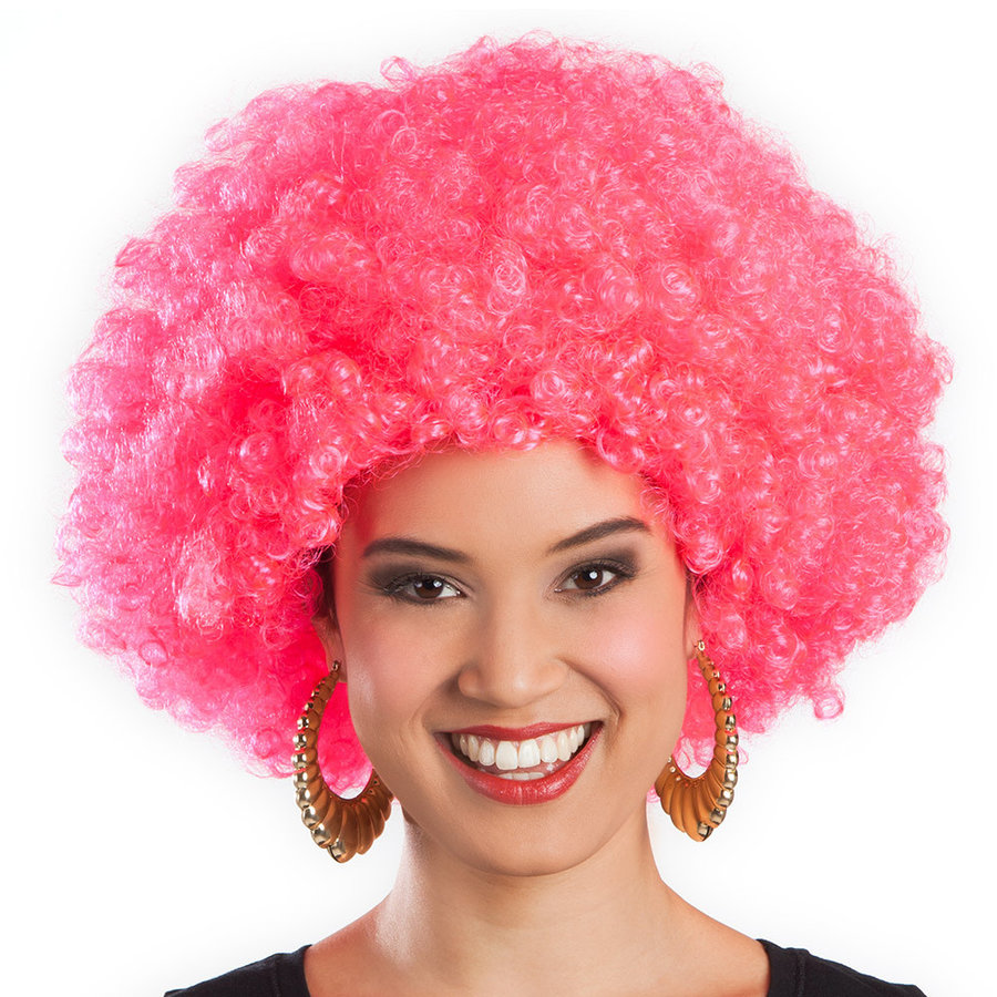 Afro Pruik - Pink-1