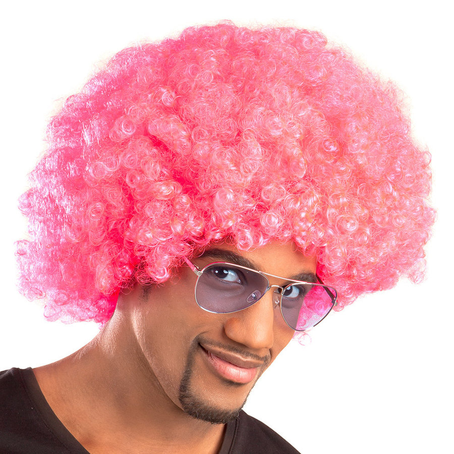 Afro Pruik - Pink-2