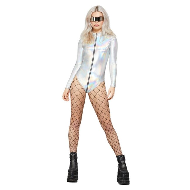 Fever Miss Whiplash Mirror Holographic Bodysuit