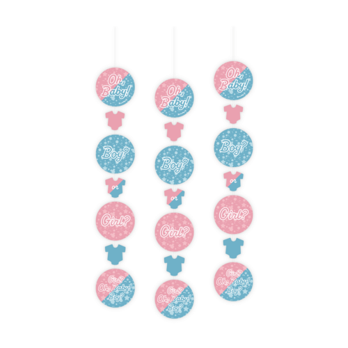 Hanging Decoration - Gender Reveal - 3 st 