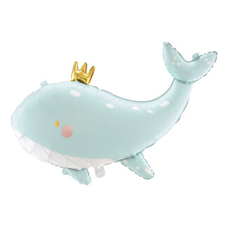 PartyDeco Folieballon Light Blue Whale - 93x60cm
