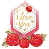 Anagram Folieballon SuperShape I Love You Gem And Roses