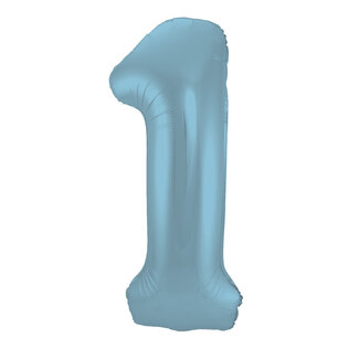Folatex Folieballon Cijfer 1 Mat Pastel Blauw