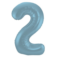 Folieballon Cijfer 2 Mat Pastel Blauw