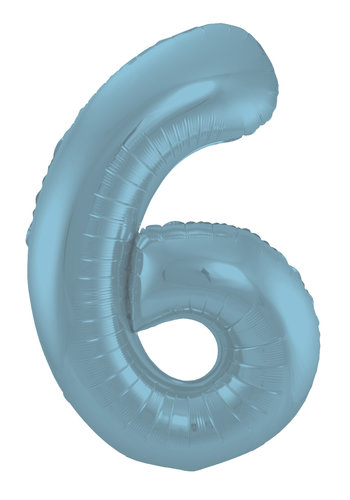 Folieballon Cijfer 6 Mat Pastel Blauw 