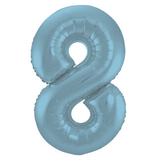 Globos Folieballon Cijfer 8 Mat Pastel Blauw