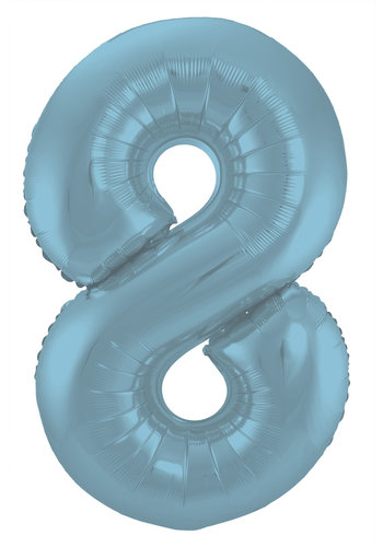 Folieballon Cijfer 8 Mat Pastel Blauw 