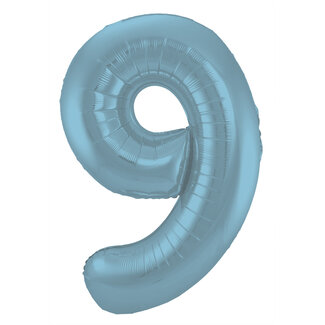 Globos Folieballon Cijfer 9 Mat Pastel Blauw
