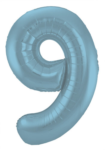 Folieballon Cijfer 9 Mat Pastel Blauw 