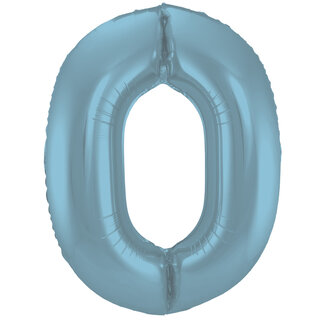 Globos Folieballon Cijfer 0 Mat Pastel Blauw