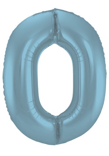 Folieballon Cijfer 0 Mat Pastel Blauw 