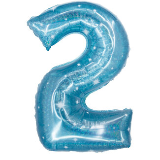 Folatex Folieballon Cijfer 2 Galactic Aqua - 101 cm