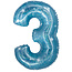 Folatex Folieballon Cijfer 3 Galactic Aqua - 101 cm