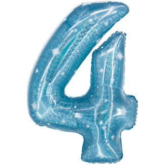 Folatex Folieballon Cijfer 4 Galactic Aqua - 101 cm