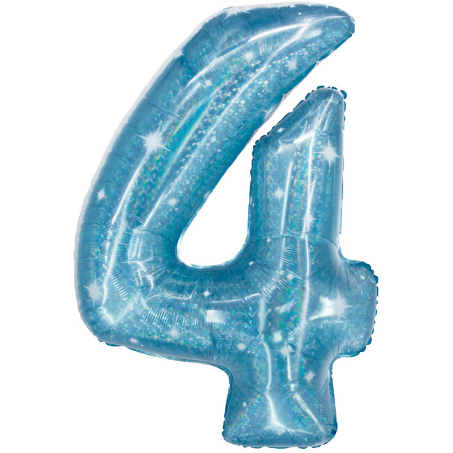 Folieballon Cijfer 4 Galactic Aqua
