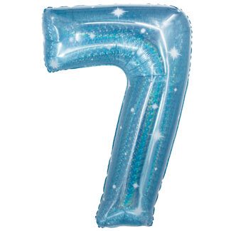 Folatex Folieballon Cijfer 7 Galactic Aqua - 101 cm