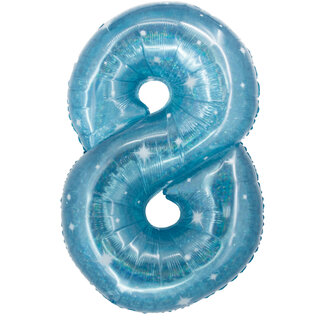 Folatex Folieballon Cijfer 8 Galactic Aqua - 101 cm