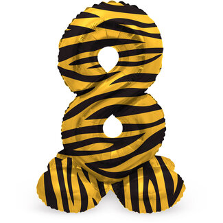 Folatex Folieballon met Standaard Cijfer 8 Tijger - 72 cm