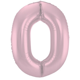 Globos Folieballon Cijfer 0 Mat Pastel Roze