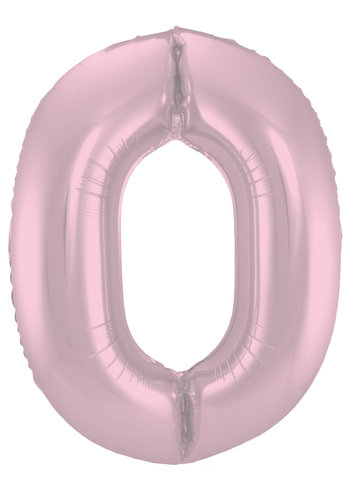 Folieballon Cijfer 0 Mat Pastel Roze 