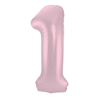 Folatex Folieballon Cijfer 1 Mat Pastel Roze