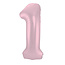 Globos Folieballon Cijfer 1 Mat Pastel Roze