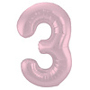 Globos Folieballon Cijfer 3 Mat Pastel Roze