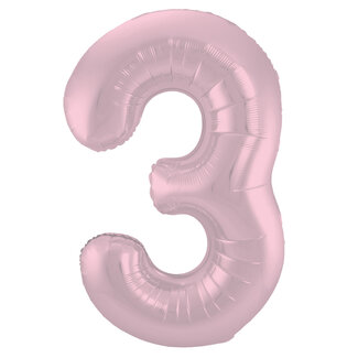 Globos Folieballon Cijfer 3 Mat Pastel Roze