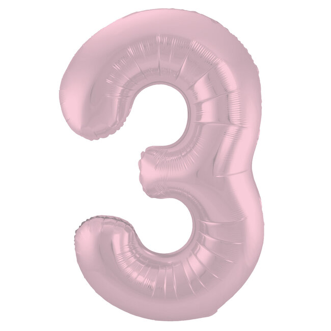 Folieballon Cijfer 3 Mat Pastel Roze