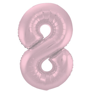 Globos Folieballon Cijfer 8 Mat Pastel Roze