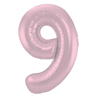 Folieballon Cijfer 9 Mat Pastel Roze
