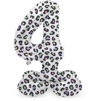 Folatex Folieballon met Standaard Cijfer 4 Panter - 72 cm