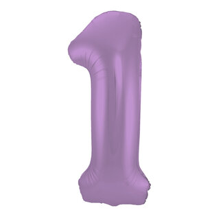 Folatex Folieballon Cijfer 1 Mat Pastel Lila
