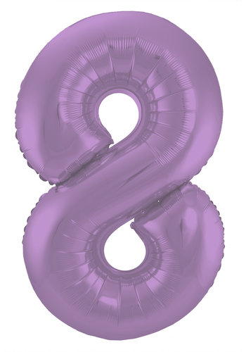 Folieballon Cijfer 8 Mat Pastel Lila 
