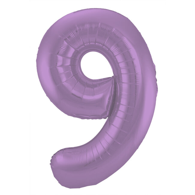 Folieballon Cijfer 9 Mat Pastel Lila