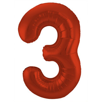 Globos Folieballon Cijfer 3 Mat Rood