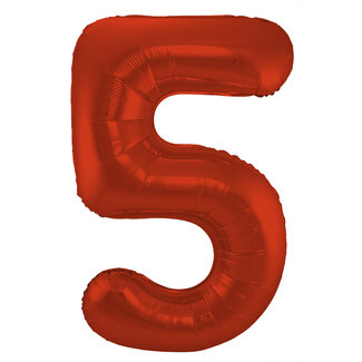 Globos Folieballon Cijfer 5 Mat Rood