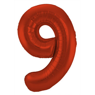 Globos Folieballon Cijfer 9 Mat Rood