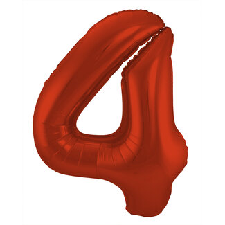 Globos Folieballon Cijfer 4 Mat Rood