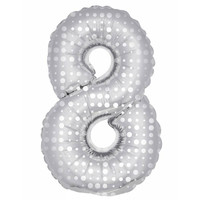 Folieballon 8 Zilver Dots