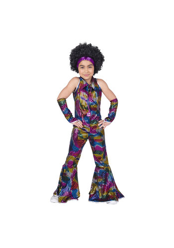 Disco Jumpsuit Regenboog Glitter 