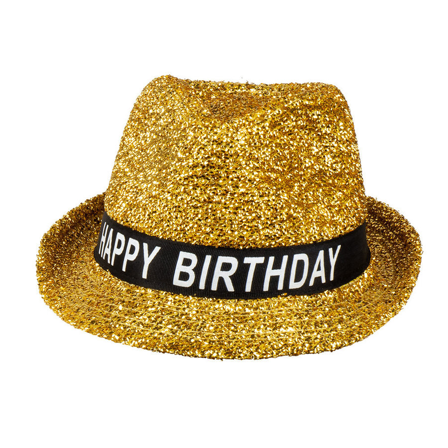 Hoed Sparkling 'Happy Birthday' goud-3