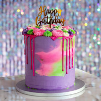 thumb-Taart Topper Happy Birthday Goud - 15,5x11cm-2