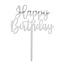 Taart Topper Happy Birthday Zilver - 15,5x11cm