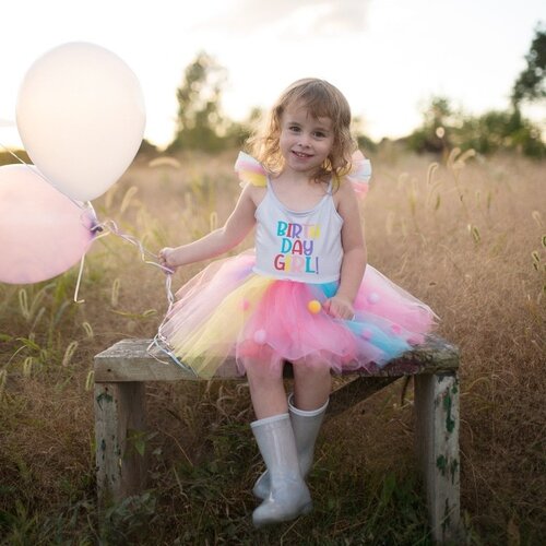 Birthday Girl Dress and Headband, Multi - SIZE US 3-4 