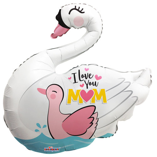 Folieballon I love you mom swan 