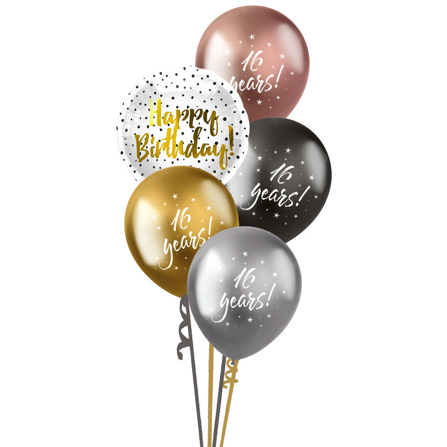 Happy Birthday Leeftijd - tros van 5 ballonnen-1