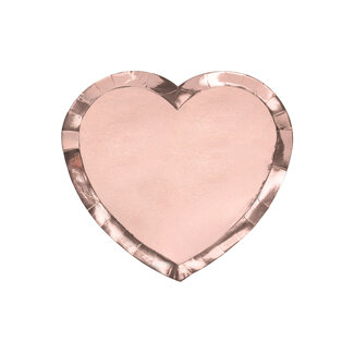 PartyDeco Bordjes Hartjes Rosé Gold - 21cm