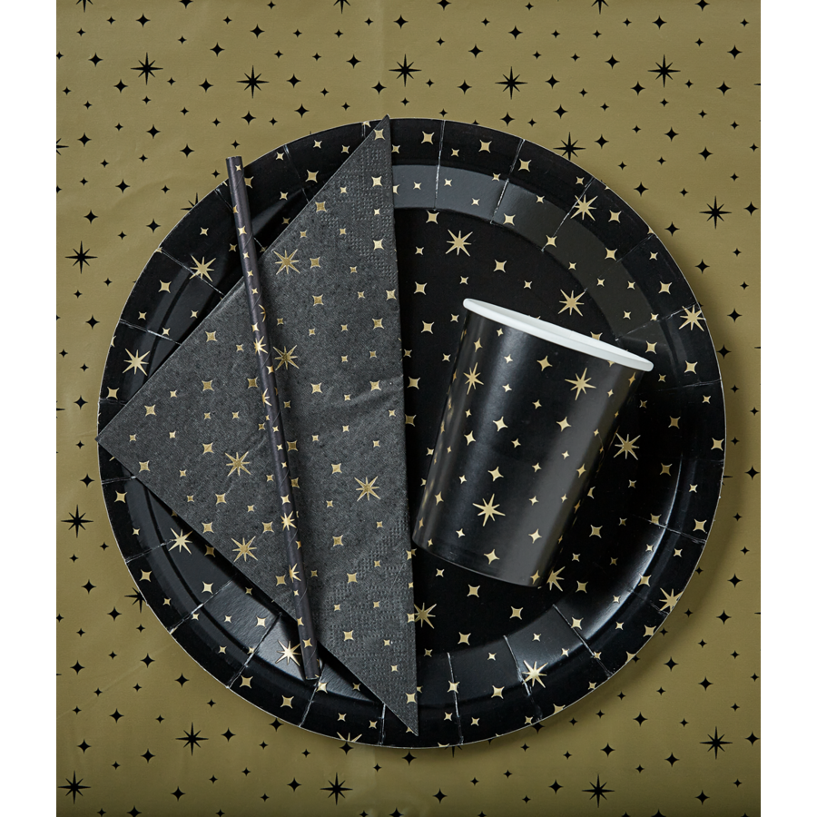 Servetten Sterren - Black & Gold-3